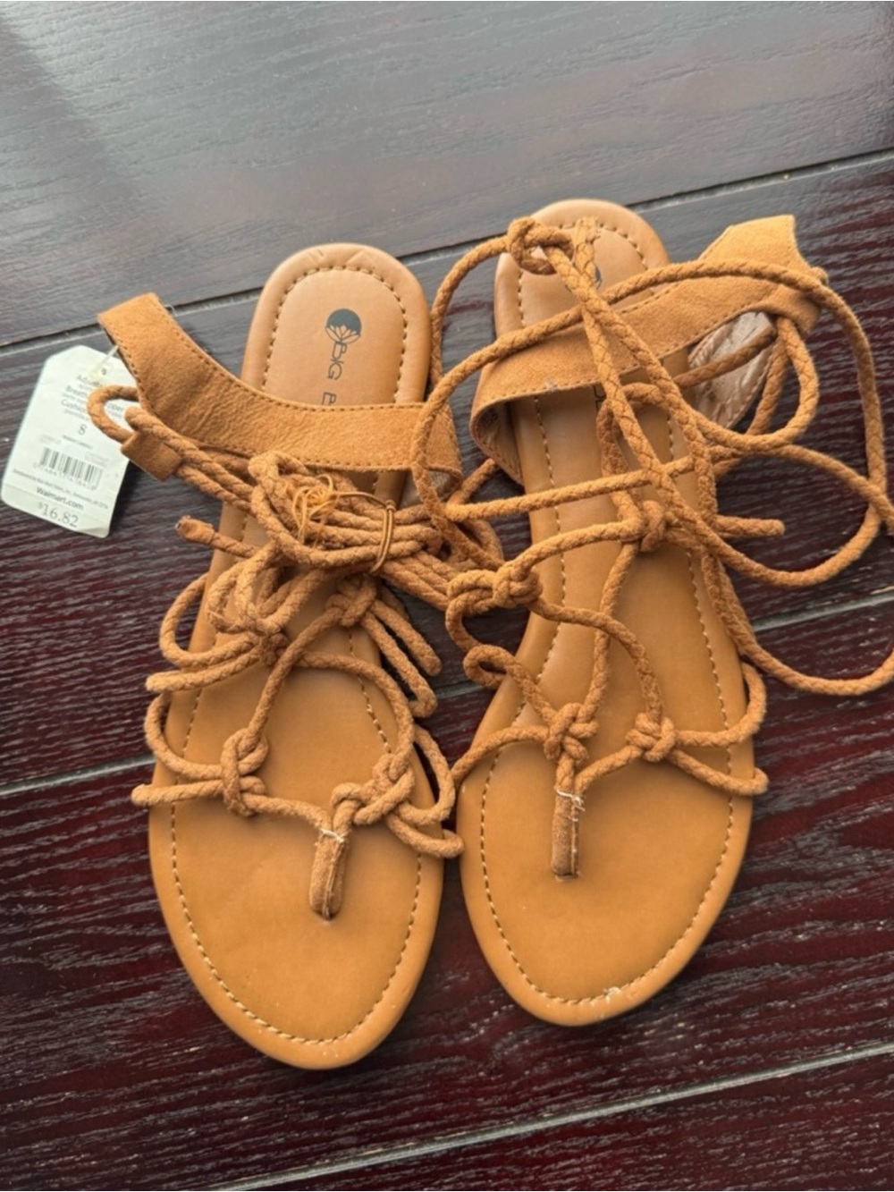 Big Buddha NWT Gladiator Lace Up Sandals Chestnut Brown Size 8 Boho Strappy